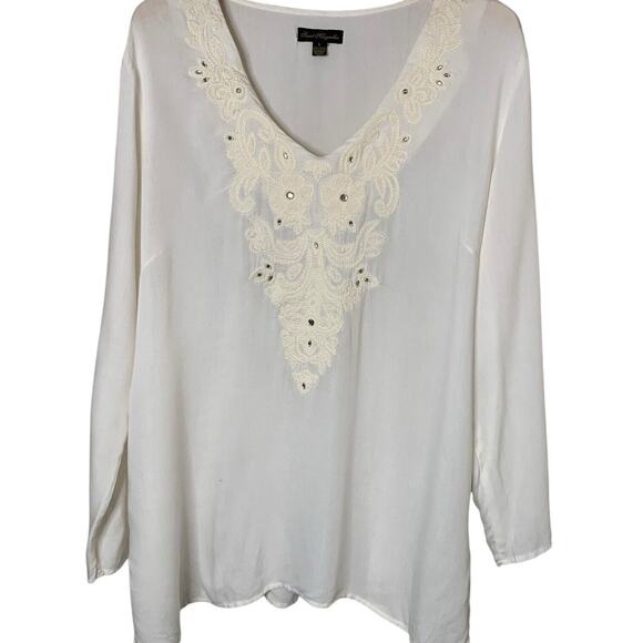 Sweet Magnolia Top Womens Size Large Casual Sleeve Boho Festival Embroidered - Picture 1 of 7